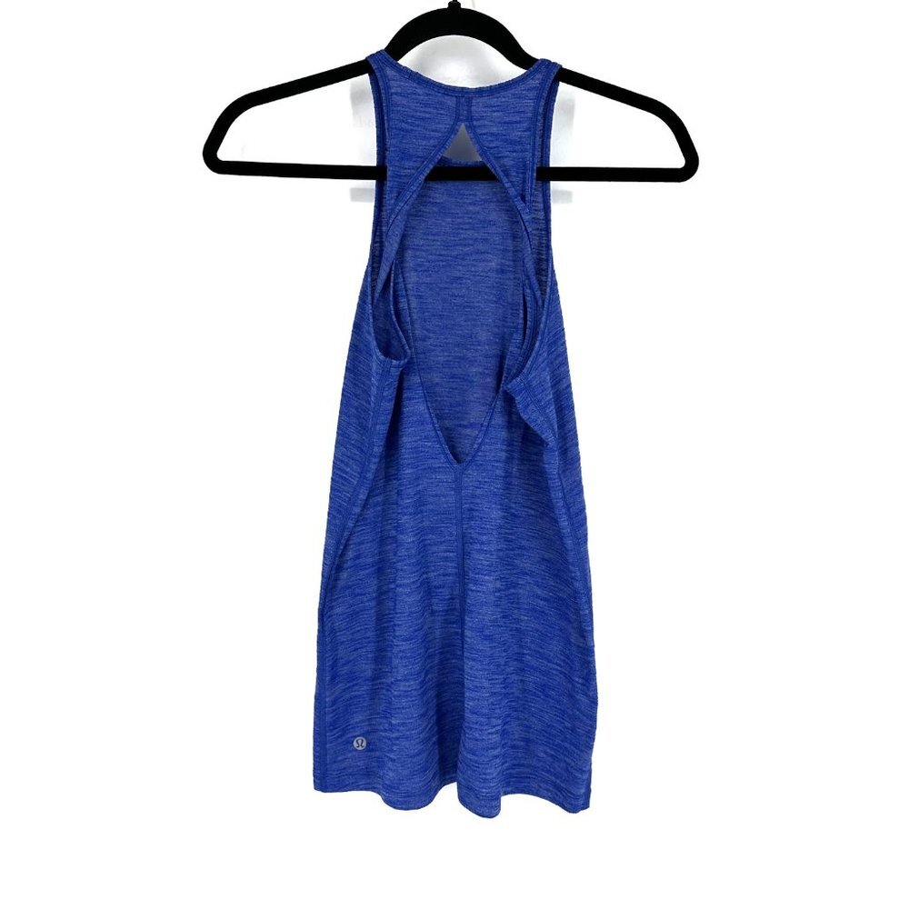 Lululemon Trapeze Twist Open Back Light Luon Tank Top Heathered Harbor Blue‎ 2 - Picture 4 of 7